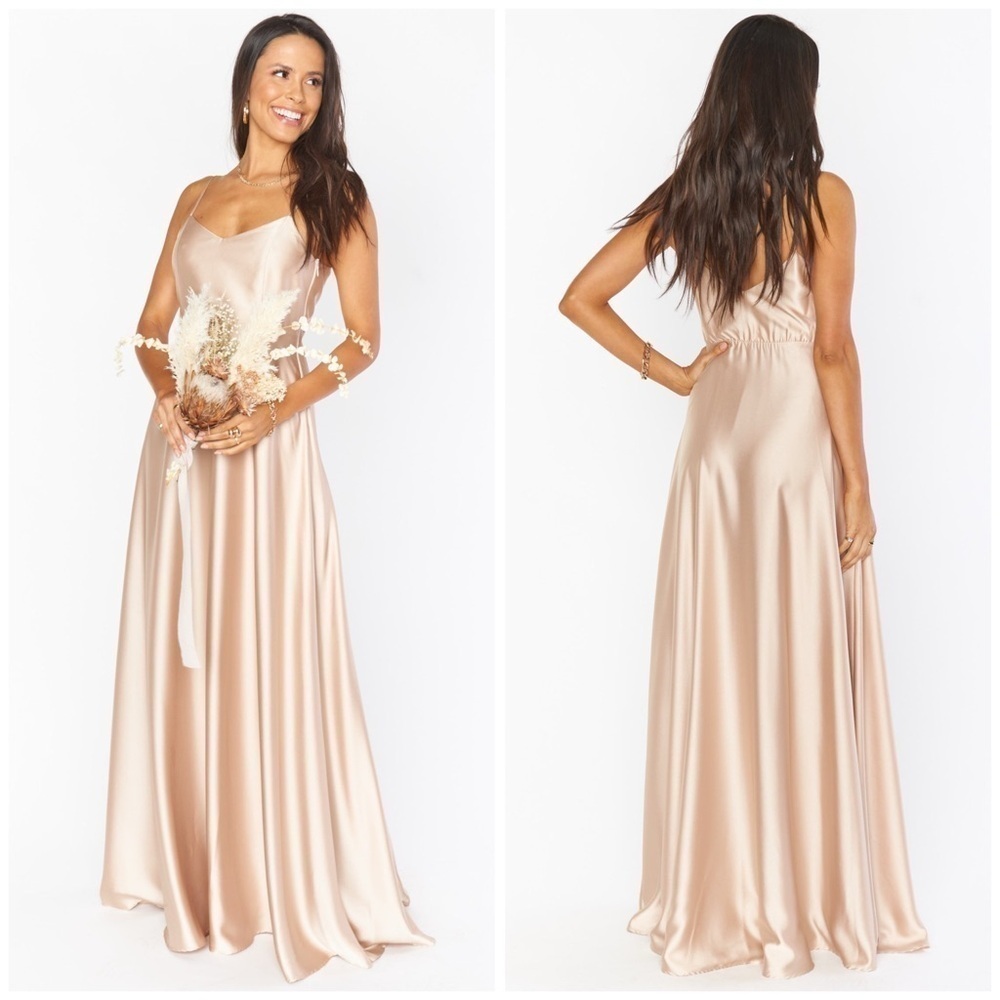 SHOW ME YOUR MUMU Faith Maxi Dress In Champagne Luxe Satin